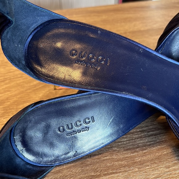 Authentic Gucci Blue Satin with Swarovski Crystal Sandals/Heels (Mismatch) - Picture 11 of 16